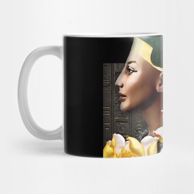 Queen Nefertiti With Golden Lotus by ERArts